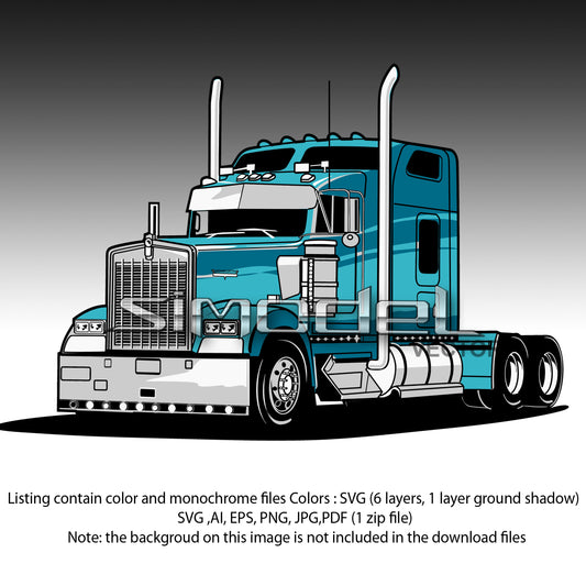 Semi truck Kenworth color layered