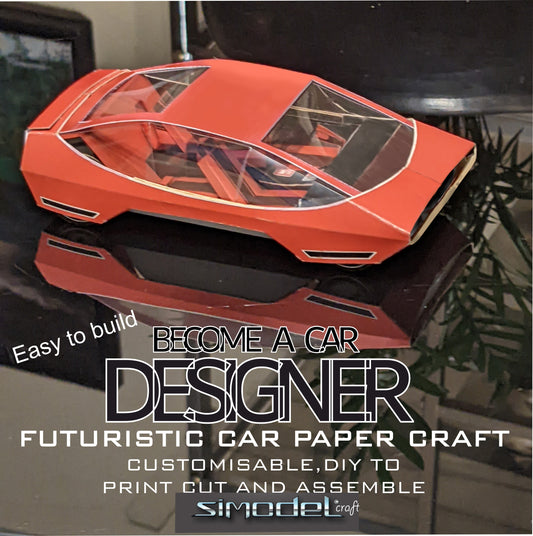 Paper craft car DIY futuristic