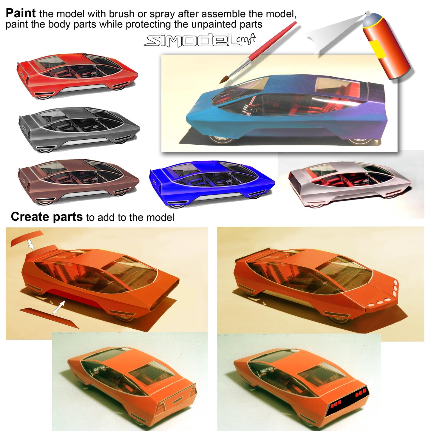 Paper craft car DIY futuristic