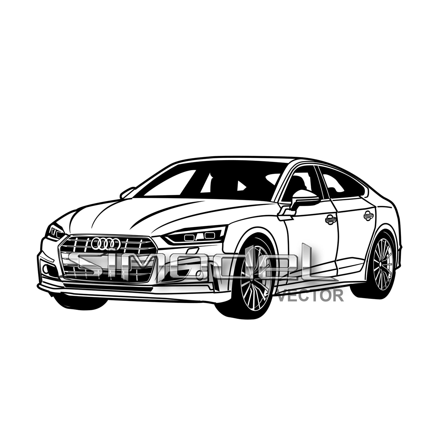 Audi A5 german car svg, ai, eps, dxf, jpg, png