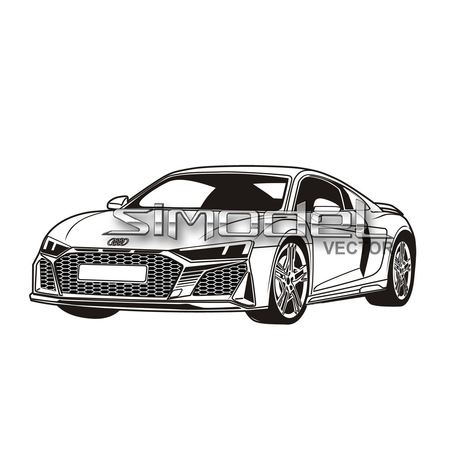 Audi R8 german car svg, ai, eps, dxf, jpg, png