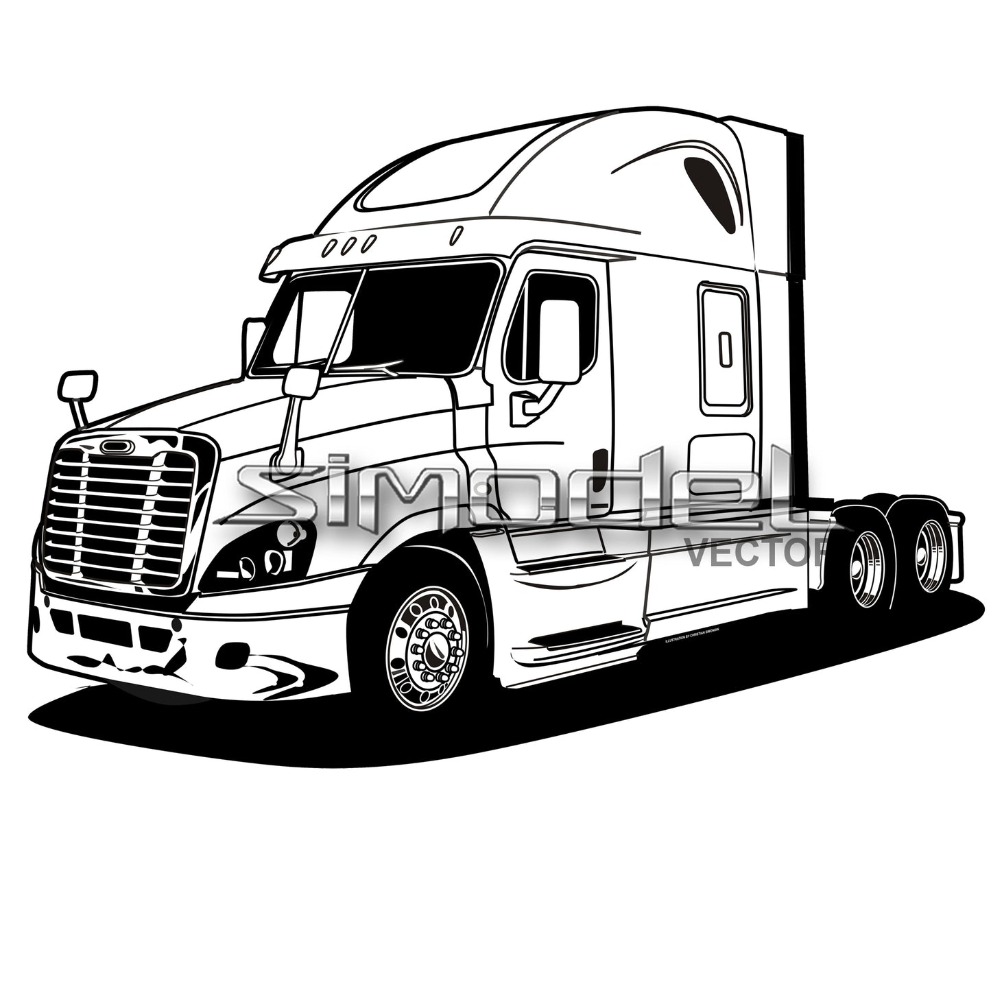 Semi truck Freightliner Cascadia svg, eps, ai, png, jpg