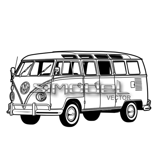 Van bus car illustration svg, ai, eps, dxf, jpg, png