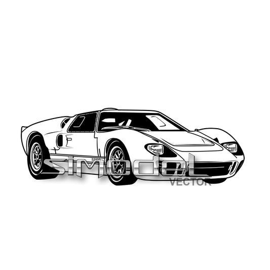 Ford GT 40, svg,  eps, ai, png, jpg