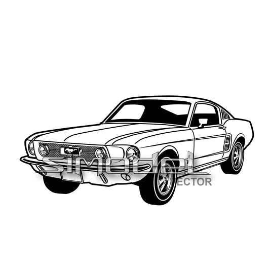 Ford Mustang 1967, svg, ai, eps, png, jpg