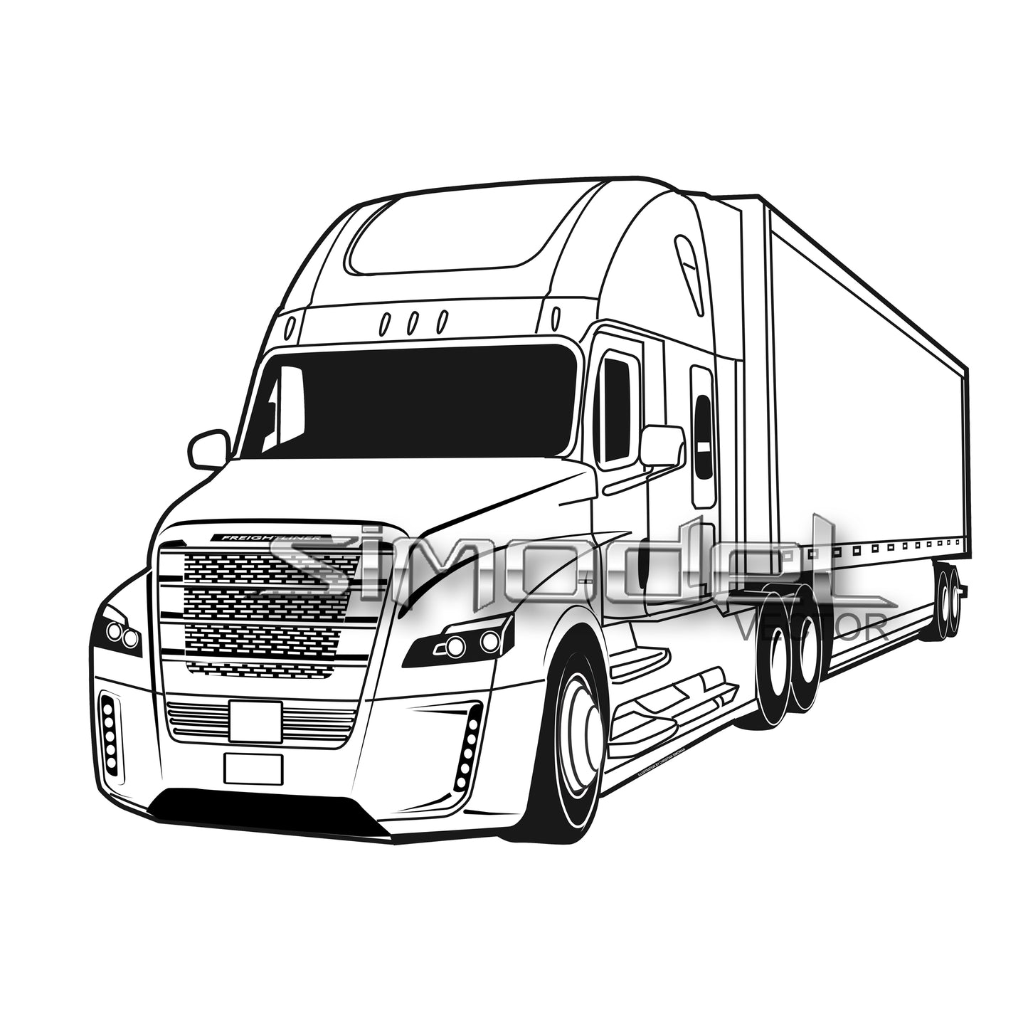 Semi truck Freightliner with trailer svg, eps, ai, png, jpg