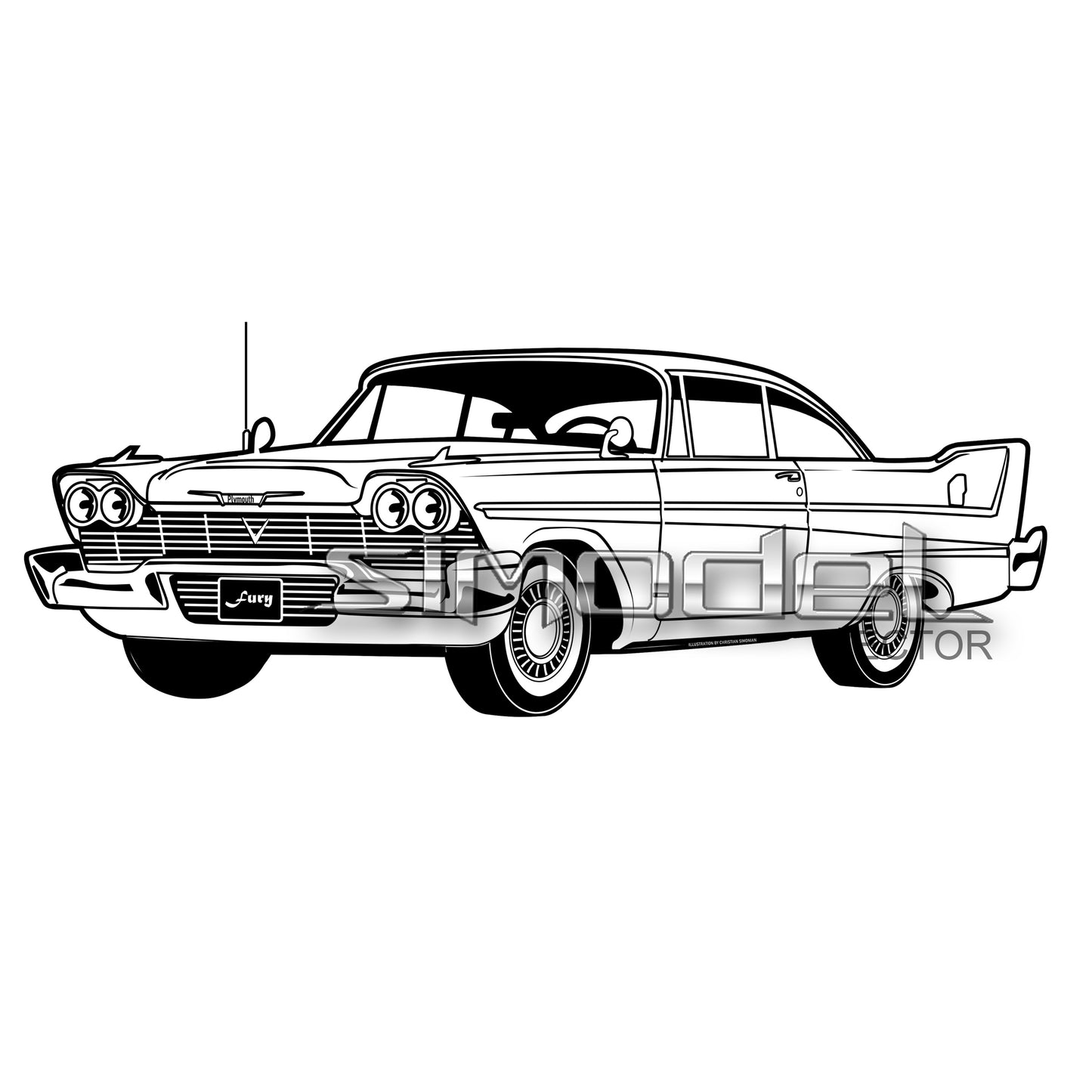 Plymouth Fury black and white