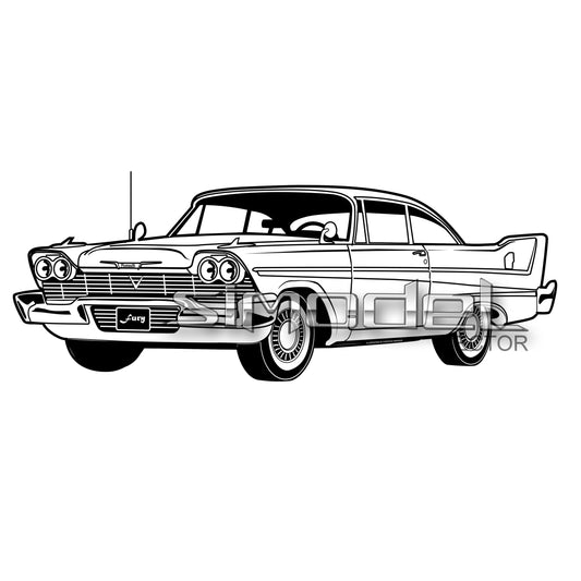 Plymouth Fury black and white