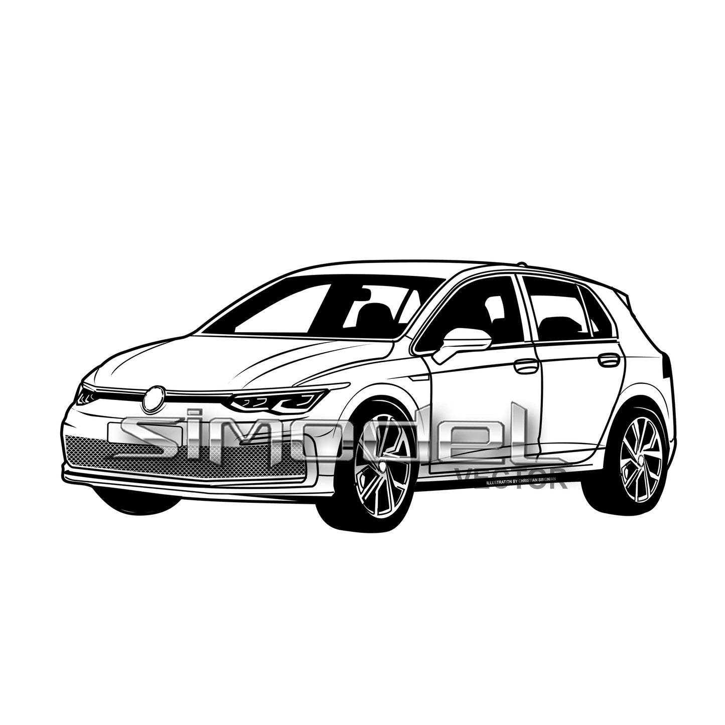 GTI mk 4 german car illustration svg, ai, eps, dxf, jpg