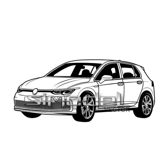 GTI mk 4 german car illustration svg, ai, eps, dxf, jpg