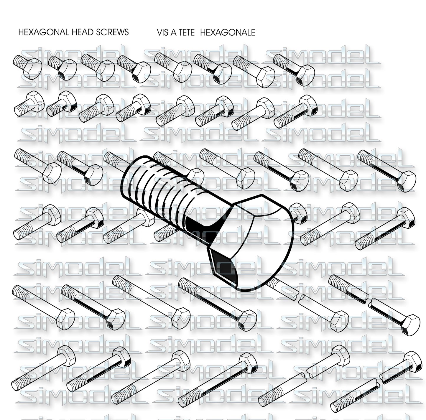 Hexagonal head screws nuts and bolts,  fasteners, svg,eps,ai,png