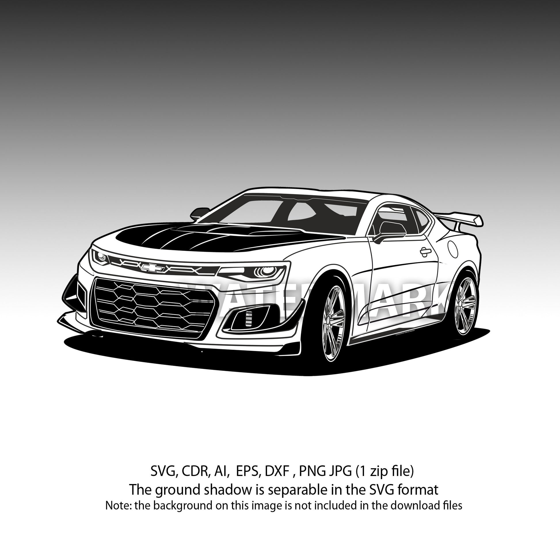 Chevrolet Camaro 2022 monochrome svg,ai,eps,png,jpg