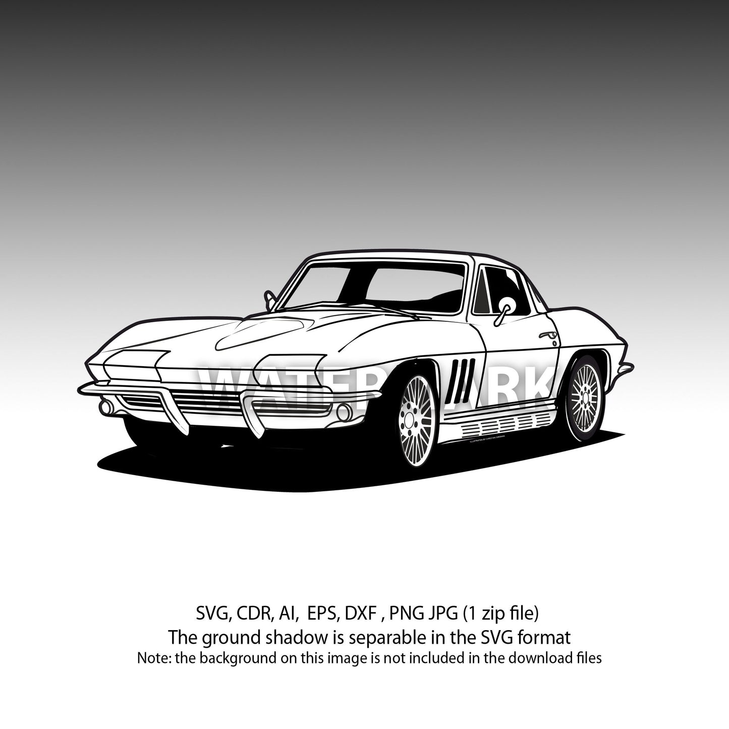 Chevrolet Corvette 1963 cdr, svg,ai, dxf, eps,png,jpg