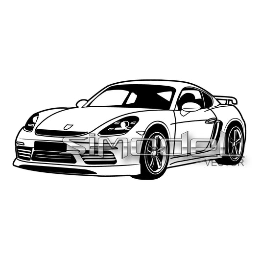 Porsche Cayman 718, svg,ai,eps,dxf,pdf,png, jpg