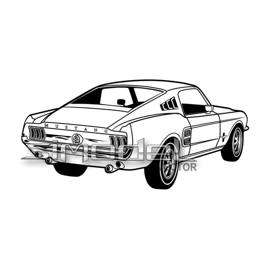 Ford Mustang 1967 back view, svg, ai, eps, png, jpg