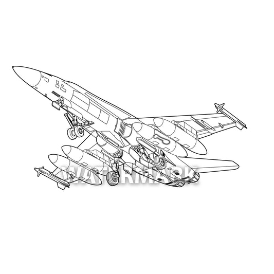 FA 18 Hornet  front and below view