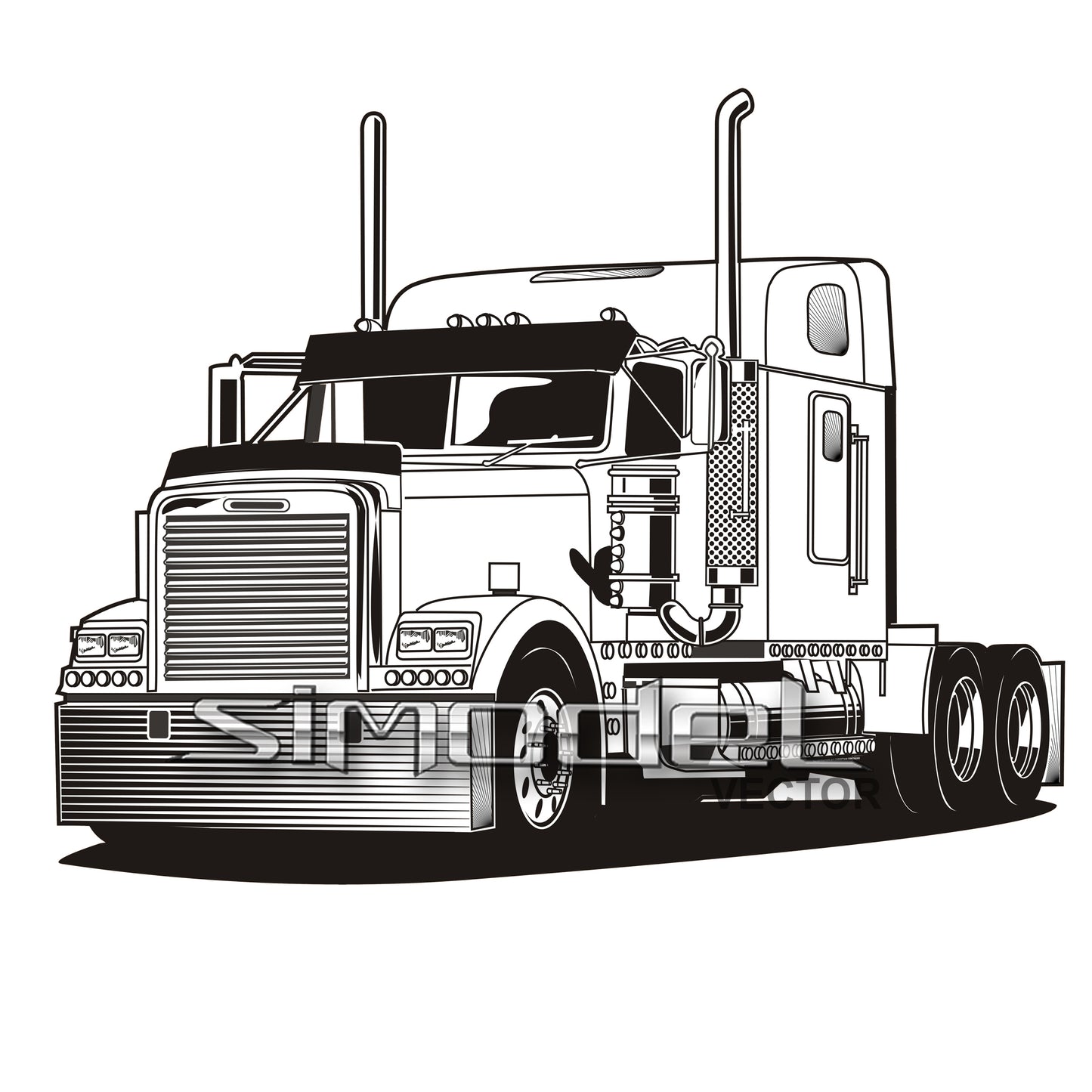 Semi truck Freightliner classic 2004-2007 svg, eps, ai, png, jpg