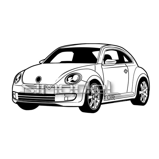 New Beetle german car illustration svg, ai, eps, dxf, jpg, png