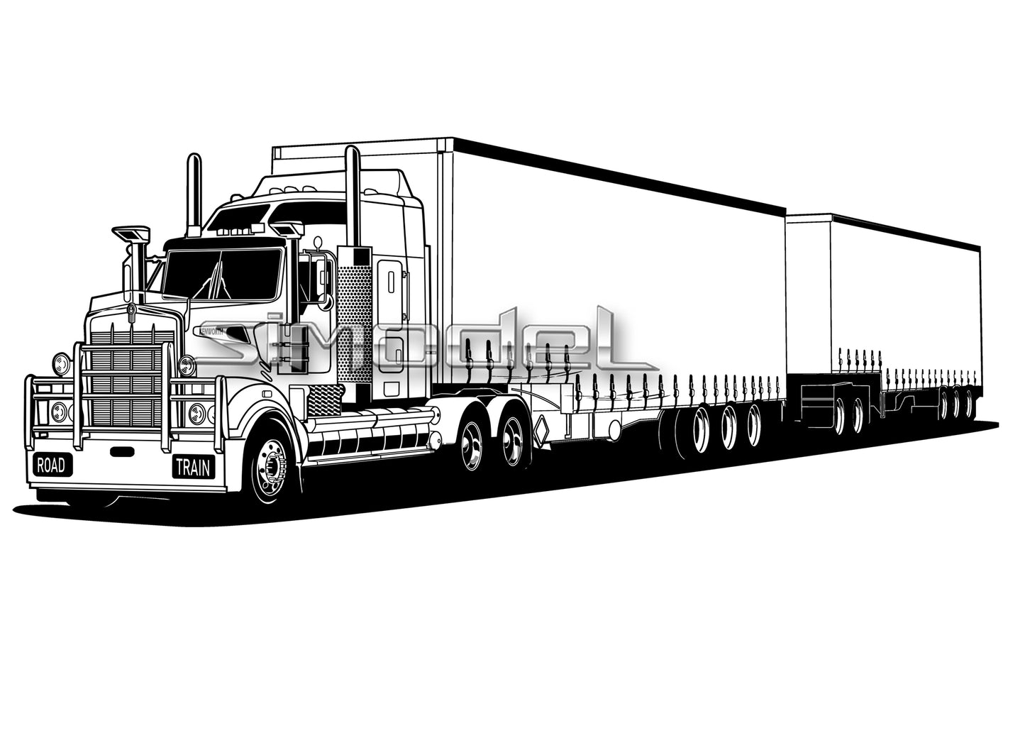 Semi truck road train trailer