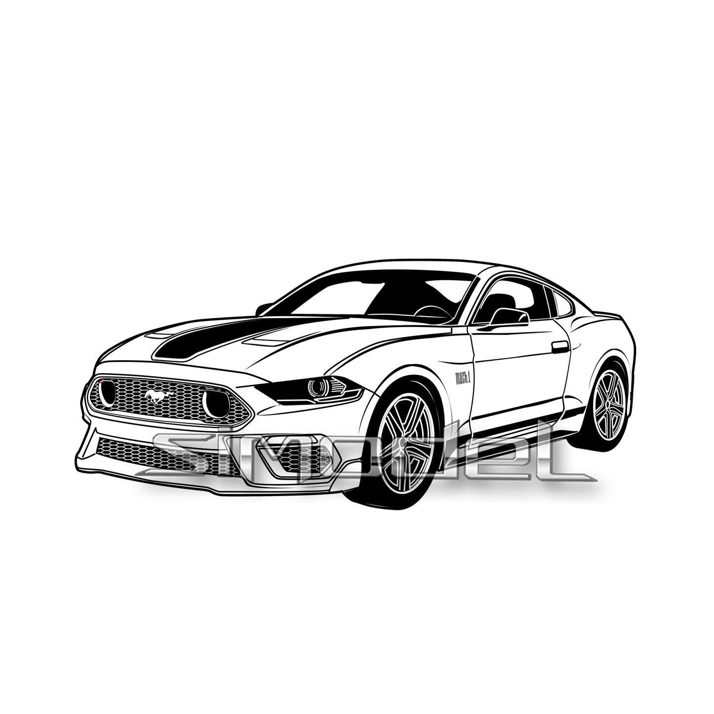 Ford Mustang Mach 1, svg, ai, eps, png, jpg