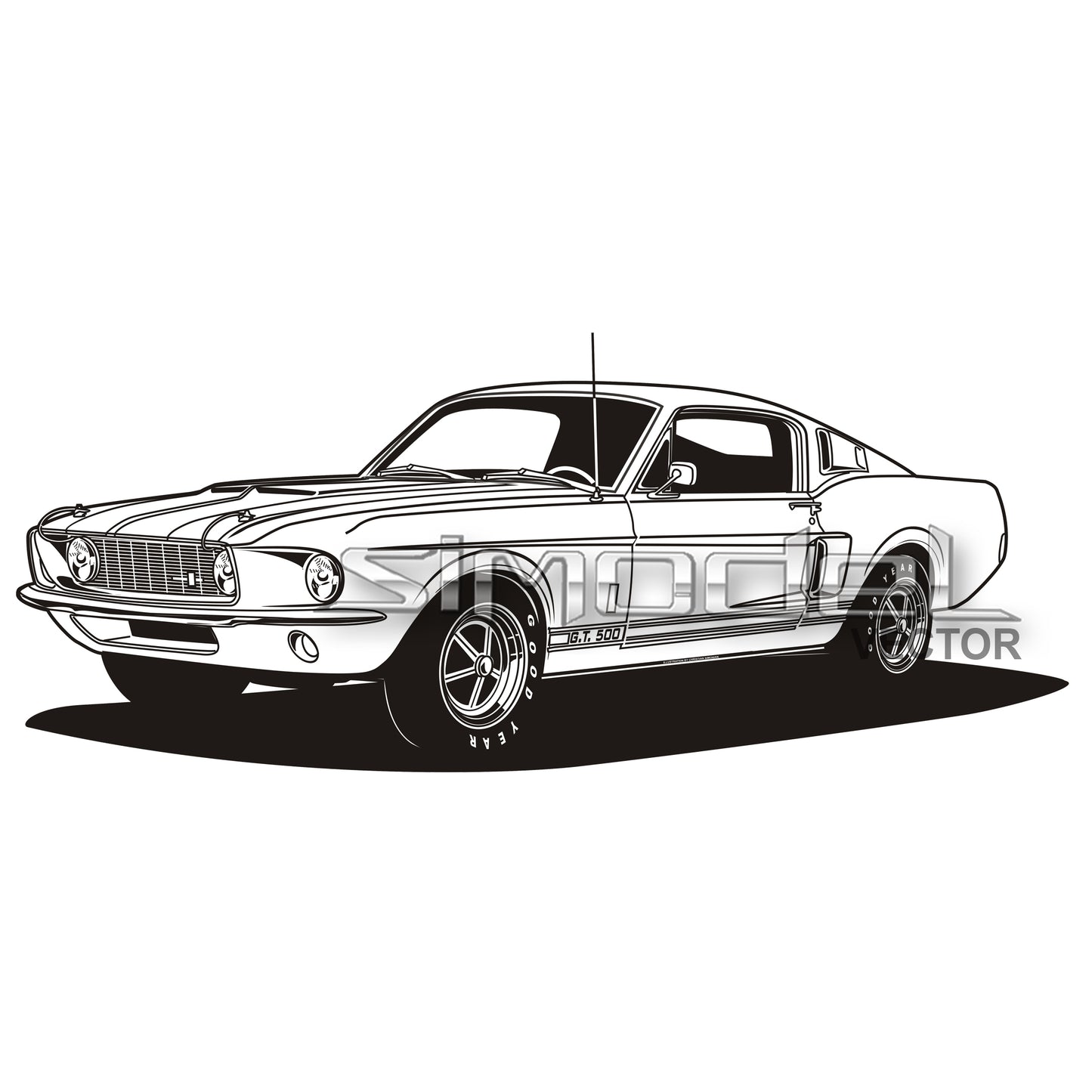 Ford Mustang GT 500 1967, svg, ai, eps, png, jpg