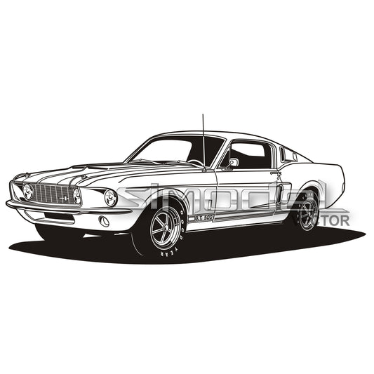 Ford Mustang GT 500 1967, svg, ai, eps, png, jpg