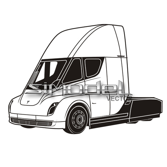 Tesla Electric truck without trailer svg, eps, ai, png, jpg